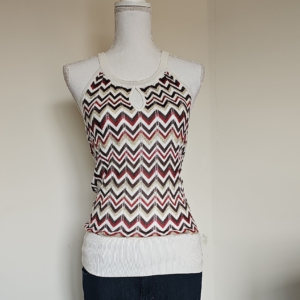 WHBM Chevron Patterned Sleeveless Top